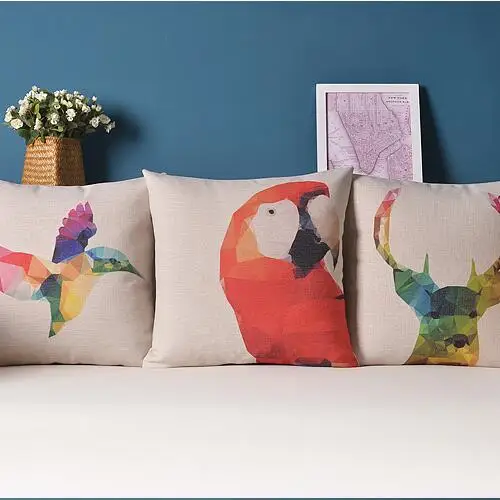 Геометрическая Красочная Печатная Подушка льняная абстрактная короткая подушка