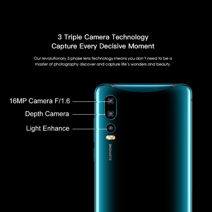 Elephone U2 мобильный телефон Android 9,0 MT6771T 6,26 дюймов FHD+ экран 16MP всплывающая камера лицо ID 4G LTE смартфон