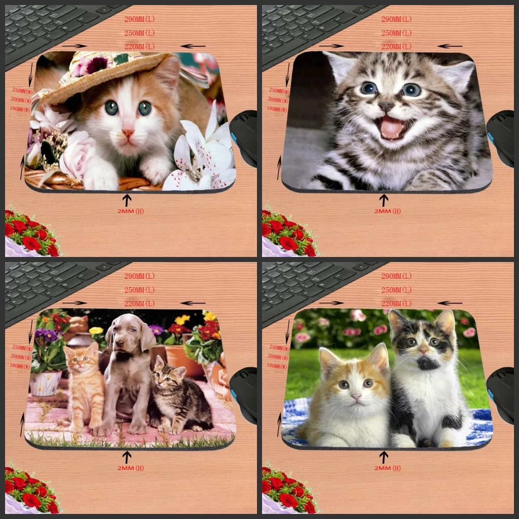 Коврик для компьютерной мыши сделай сам с кошками и собаками Нескользящий