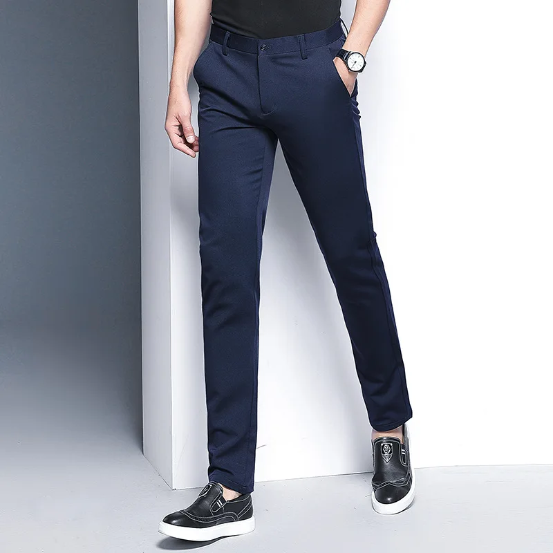 2018 New Fashion Mens Business Formal Suit Pants Four-sided Elasticity Slim Fit Quality Male Leisure Trousers | Мужская одежда