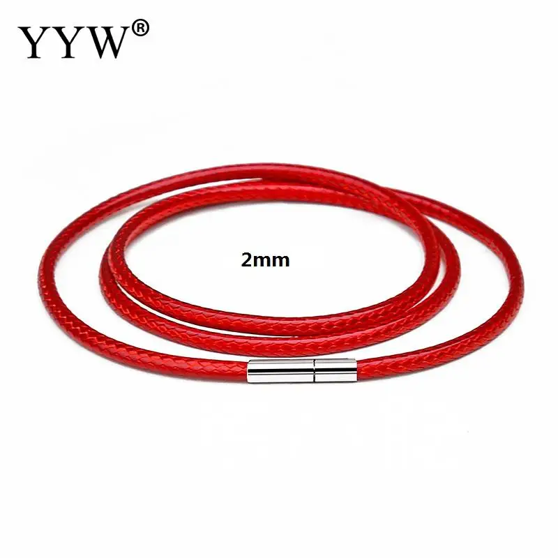 red 2mm 41-70 см 1-3 мм черный кожаный шнур ожерелье Шнур Воск Веревка для DIY ожерелье s ювелирные изделия кружево цепь с нержавеющей стали поворотный застежка - Окраска металла: red 2mm