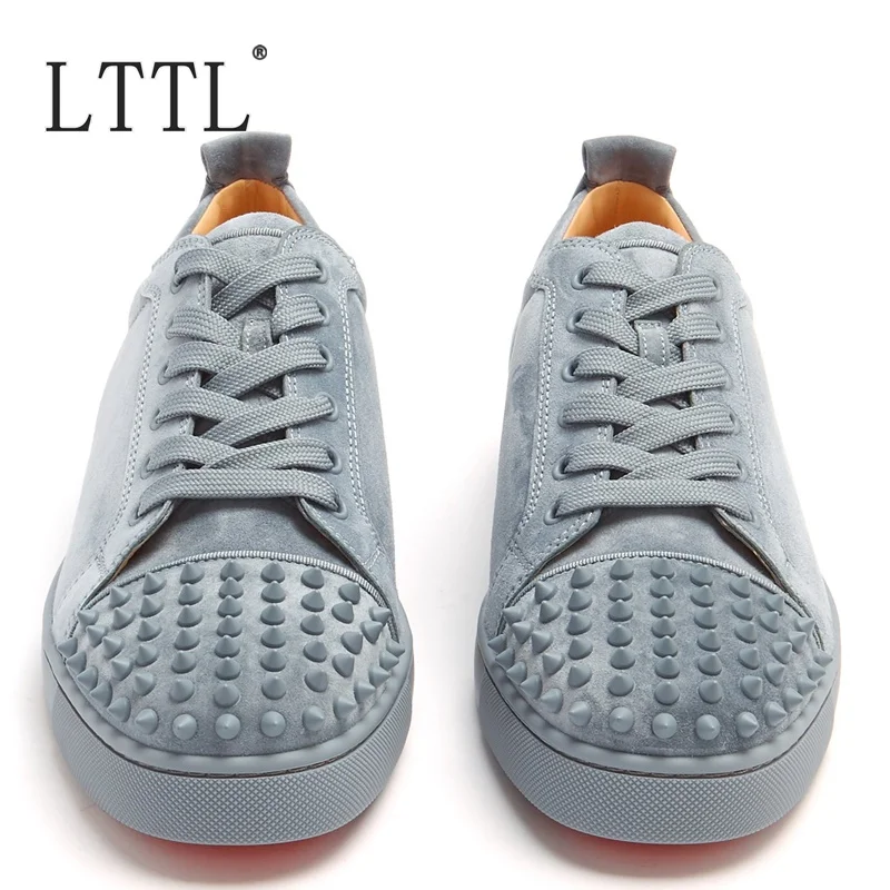 LTTL Rivets Men Sneakers Classic Fashion Lace-up Suede Shoes High Quality Low-cut Casual Leisure Luxury Brand | Обувь