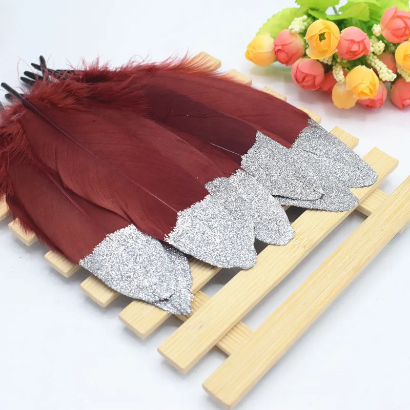 Silver powder 1 20 шт./упак. красивые спрей золото гусиное перо павлина DIY Ювелирные изделия декоративные аксессуары - Цвет: Silver powder 1