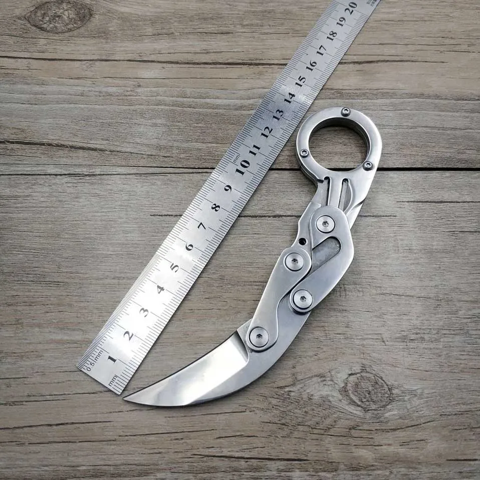 Small size silver Прямая поставка, складной карманный нож karambit CSGO из нержавеющей стали, портативный механический тактический нож-коготь, инструмент для повседневного использования - Цвет: Small size silver