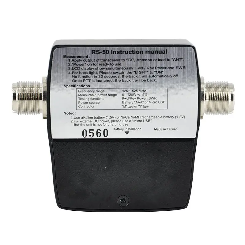 RS-50 цифровой КСВ/Ватт метр 125-525 МГц 0-120 Вт UHF/VHF M Тип разъем для TYT Baofeng светодиодный экран Радио счетчик мощности