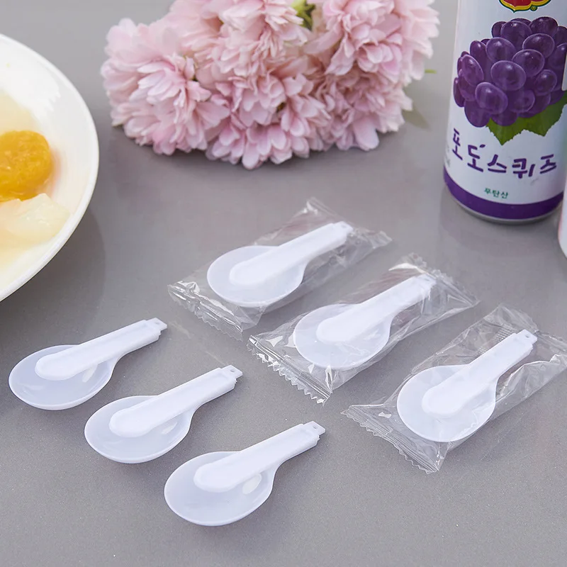 

7000pcs/lot Disposable round spoon ice cream folding spoon soup scoop with opp packing LX0177
