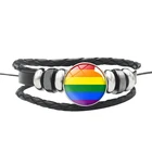 Новый Радужный гомосексуальный браслет, гомосексуальный кожаный браслет с кнопкой, аксессуары для гомосексуальных украшений
