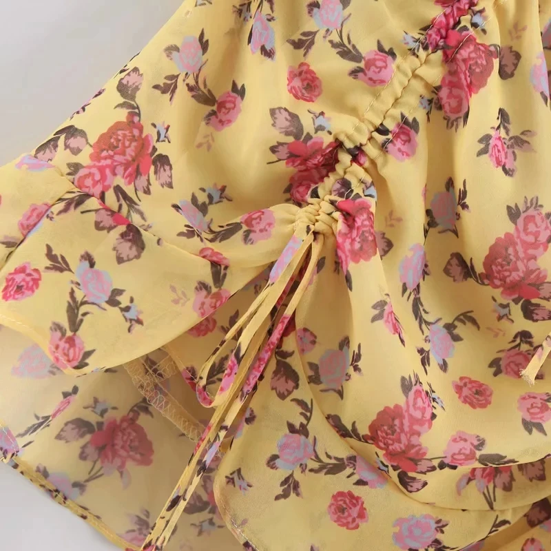 Летнее богемное платье Для женщин Винтаж пикантные туфли на шнуровке в жёлтом