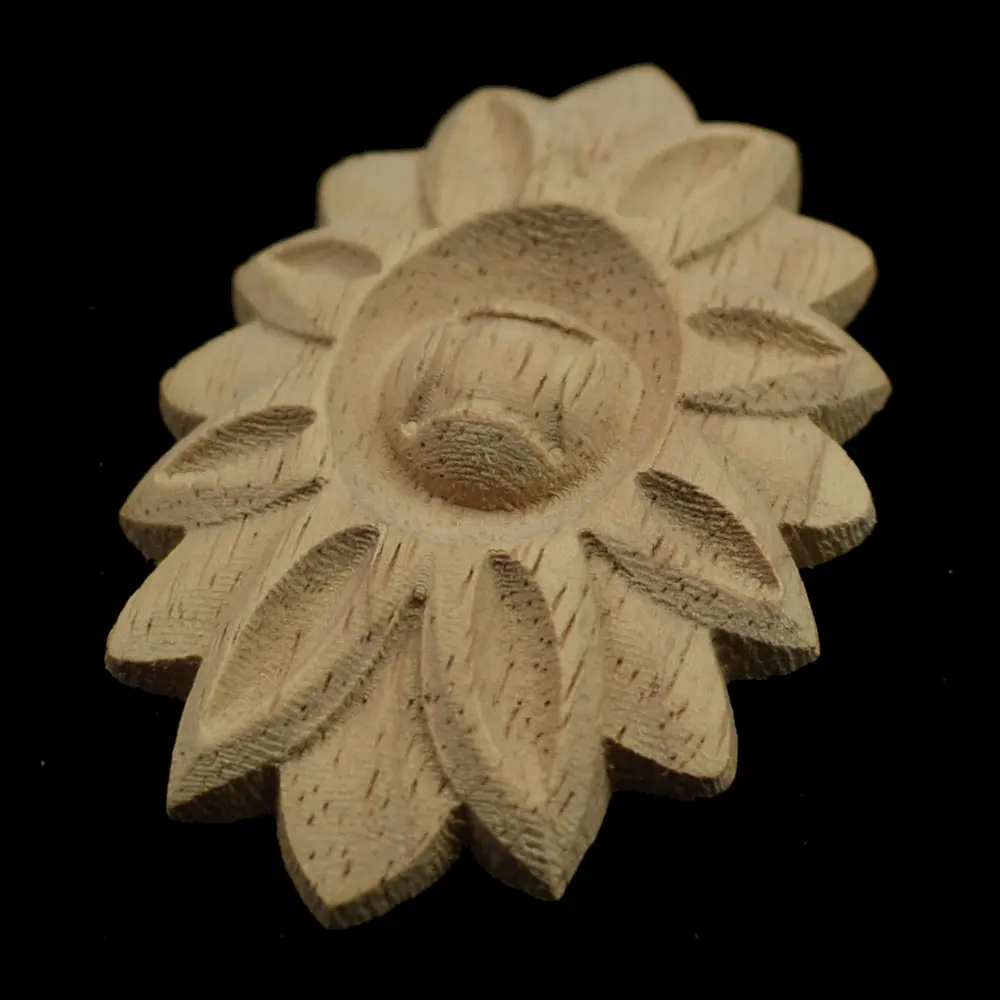 Круглая деревянная резная аппликация длинная Неокрашенная рамка дверь