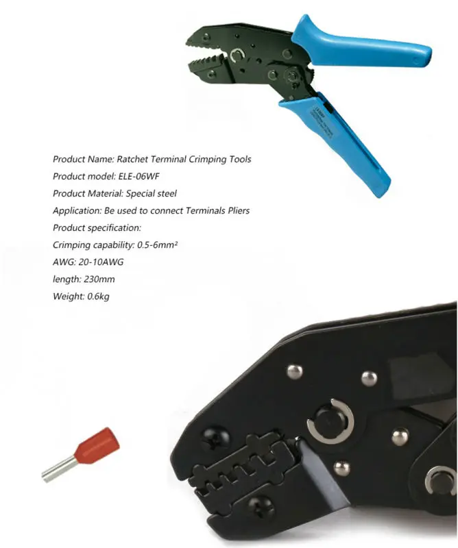 ELECALL ELE-06WF многофункциональные 0,5-6mm2 клеммные Пружинные клеммы обжимной инструмент обжимные плоскогубцы