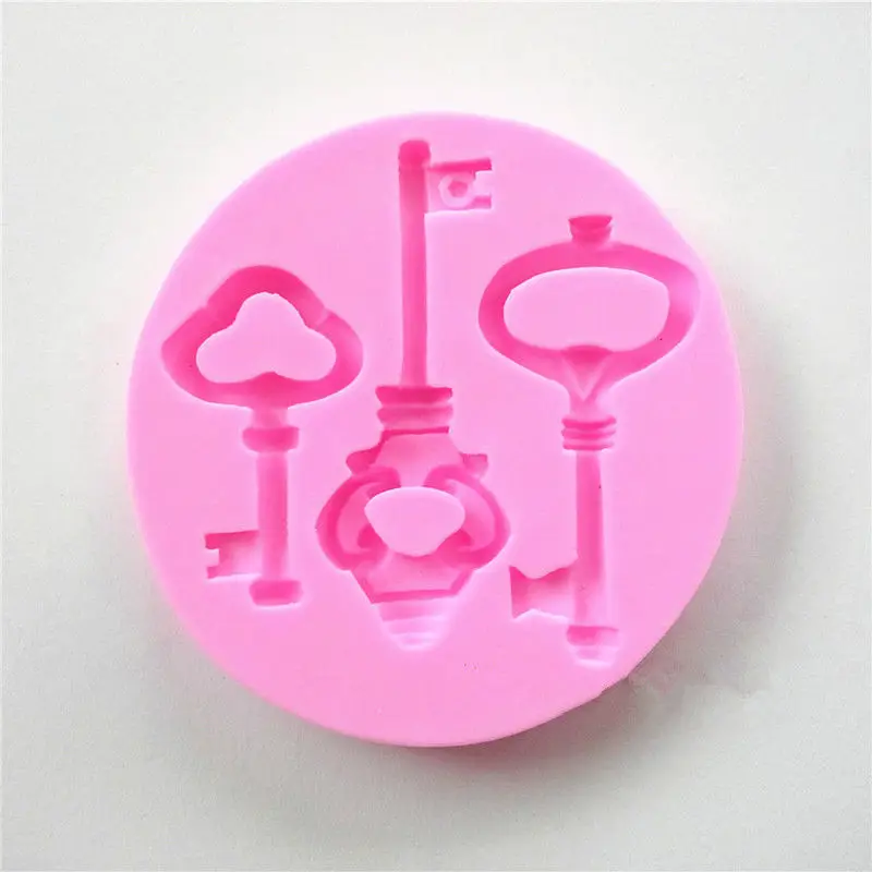 Розовый 3D любовь Ключи силиконовая форма для выпечки формы мастики сахарные