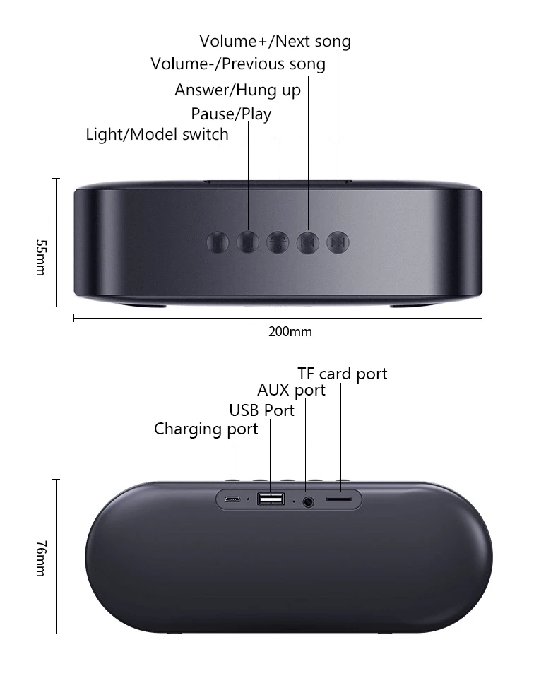 Беспроводной Bluetooth 5 0 динамик LED Портативный бум коробка открытый бас Колонка
