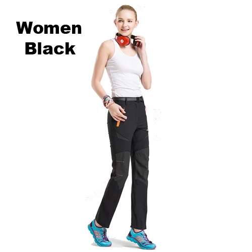 Women Black RAY GRACE уличные брюки летние мужские быстросохнущие походные брюки женские водонепроницаемые треккинговые брюки тянущиеся мужские спортивные брюки для рыбалки - Цвет: Women Black