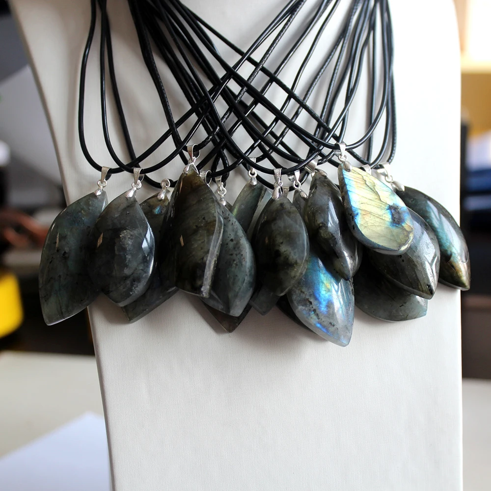 Естественный неправильной формы Лабрадорита хрустальный кулон ожерелье лунного