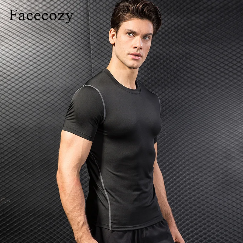 Facecozy мужские рубашки для йоги высокая эластичность топ фитнеса активного отдыха