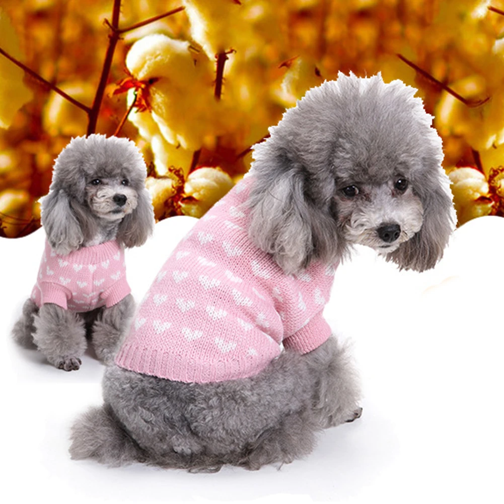 Сердце печатных собака свитер теплые пальто для будущих мам Pet Puppy Одежда