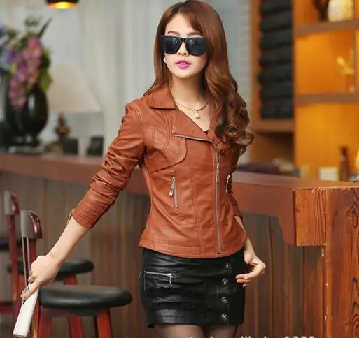 2017 женская кожаная куртка модная размера плюс S- 4XL женские мотоциклетные кожаные