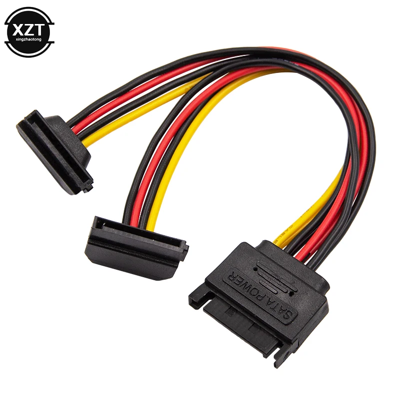 Высокое качество 15 см 90 градусов SATA Pin папа 2x15 P Женский Y сплиттер адаптер разъем