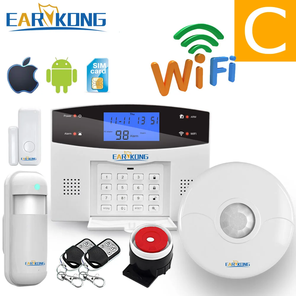 C Обновление Wi-Fi PSTN GSM домашняя охранная сигнализация Поддержка беспроводной и проводной детектор сигнализации умный дом устройство реле выход управление - Цвет: C