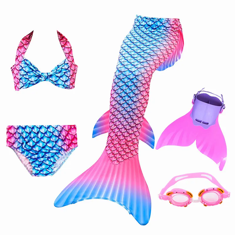 with monofin goggle Хвосты маленькой русалки для плавания купальники хвост русалки костюмы для косплея для девочек купальник детский для плавания костюм монофин - Цвет: with monofin goggle