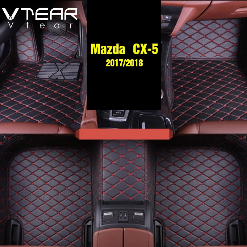 For CX-5 2017 Red Vtear для Mazda CX-5 CX5 кожаные коврики, коврики для интерьера, водонепроницаемые коврики, аксессуары для автомобиля - Название цвета: For CX-5 2017 Red