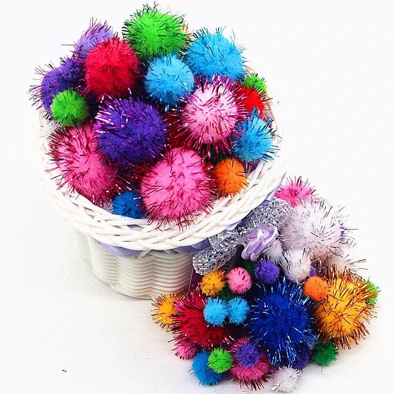 10/15/20/25/30 мм блеск помпон пушистый плюшевые ремесла Сделай Сам Pom poms шар из меха рождественские украшения для детских игрушек мягкого плюша; аксессуары для куклы 100 шт