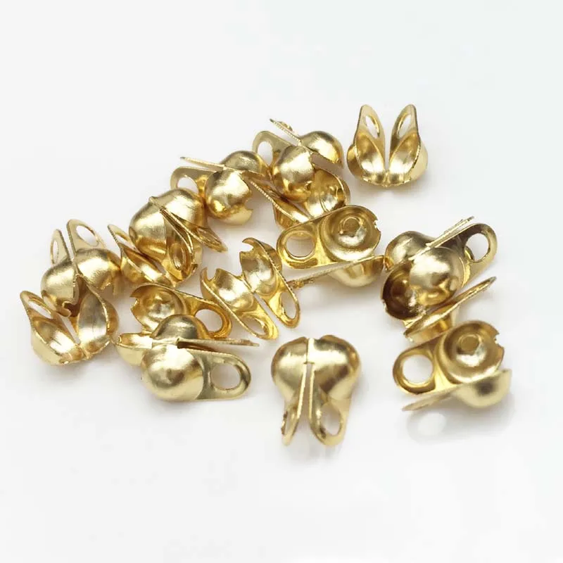 Концевики золотого цвета 50 шт./лот 8x4 мм 316L нержавеющая сталь|bead tips|jewelry findingcrimp beads |