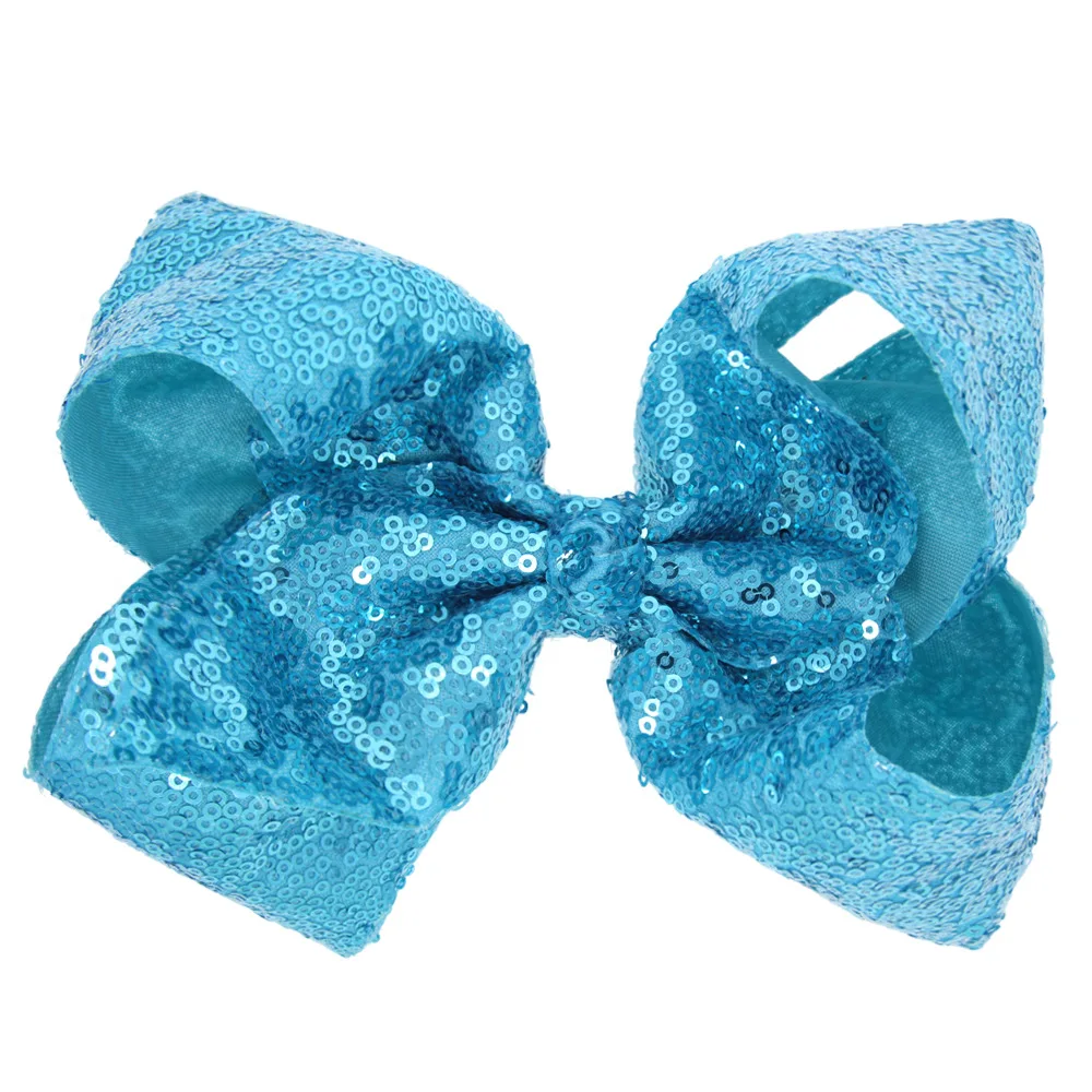 

12pcs/lot 8inch JO JO Hair Bow Large Sequins Bow with Alligator Clip Girls Hair Accessories Hair Clips for Hair