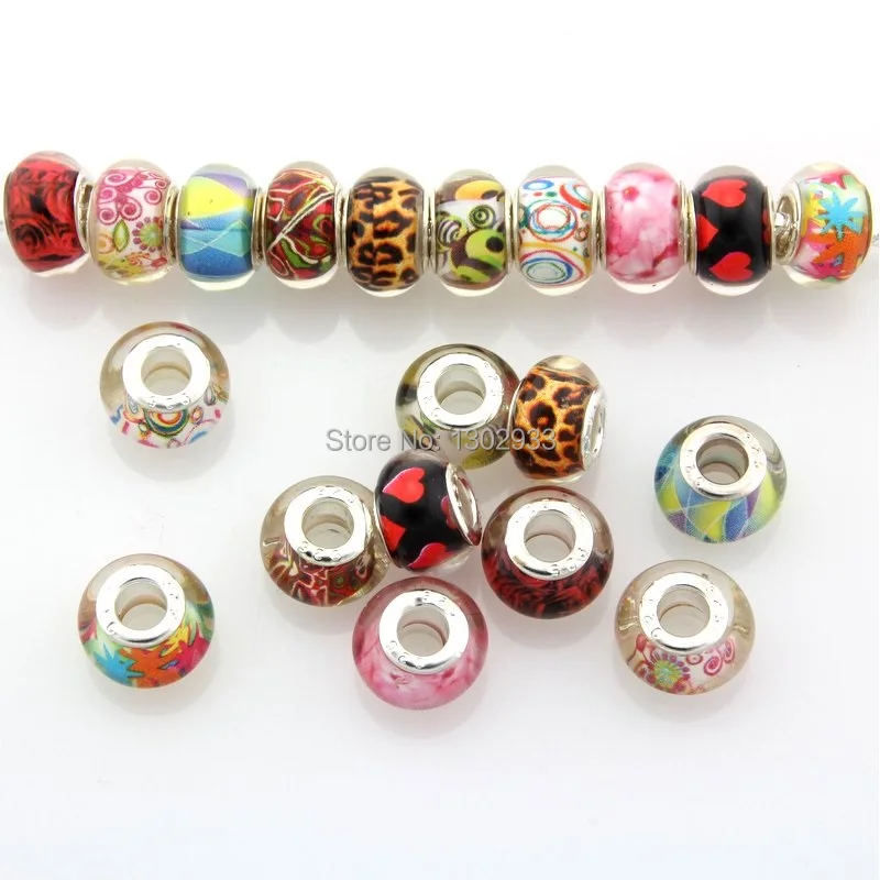 50 шт./лот 10 различных цветов Выберите бусины с большим отверстием для