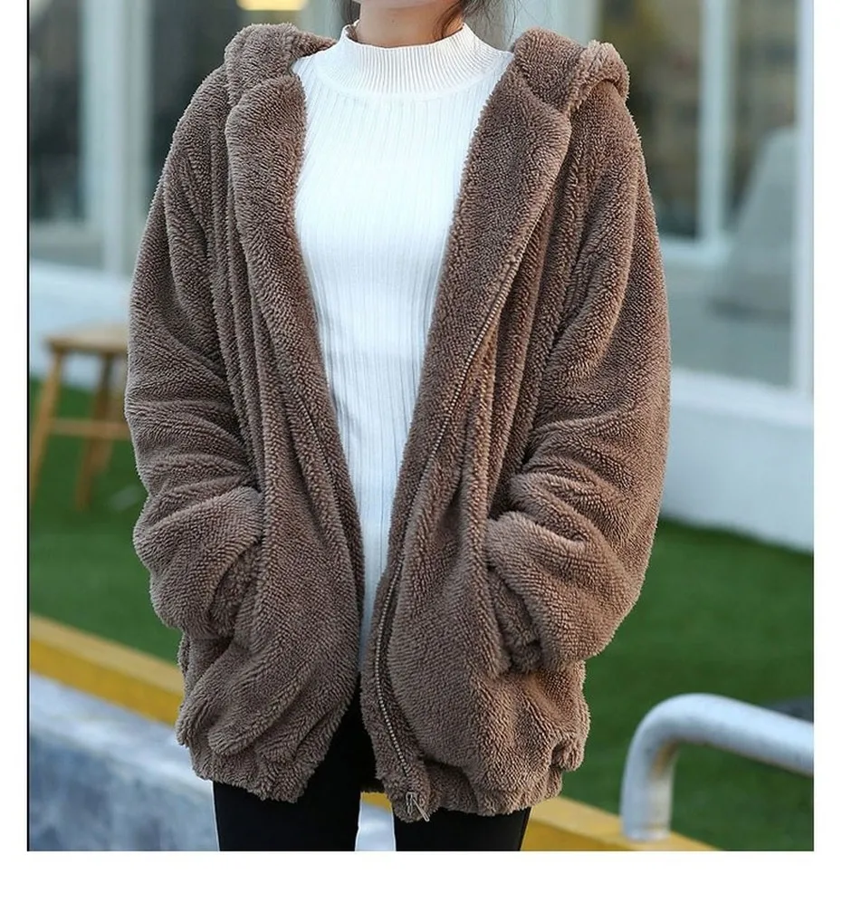 ZOGAA 2019 New Fashion Winter Korean Version Bear Bunny Ears Tail Cartoon Plush Jacket Hooded Women Cute Hoodies Hot Sale | Женская
