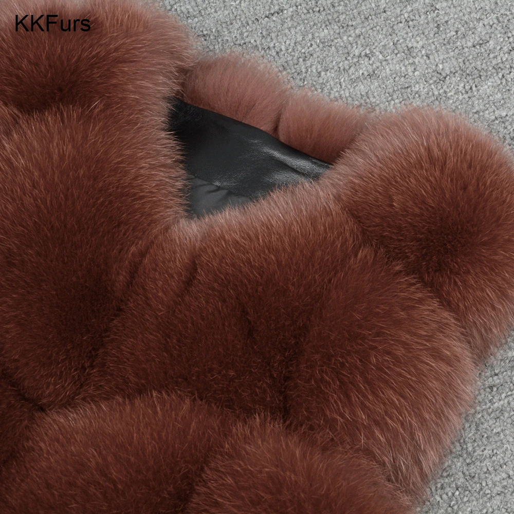 JKKFURS Женская натуральным лисьим Мех животных жилет осень зима мода леди повседневное высокое качество S7163