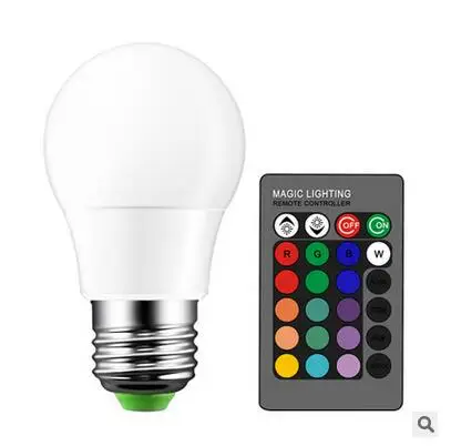 Светодиодная RGB-лампа E27 E14 3 Вт 110 В 220 16 цветов с ИК-пультом ДУ | Освещение