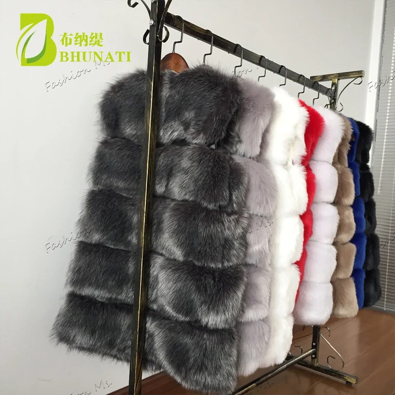 BHUNATI 2018 зимний женский жилет из искусственного меха черное красное пальто без