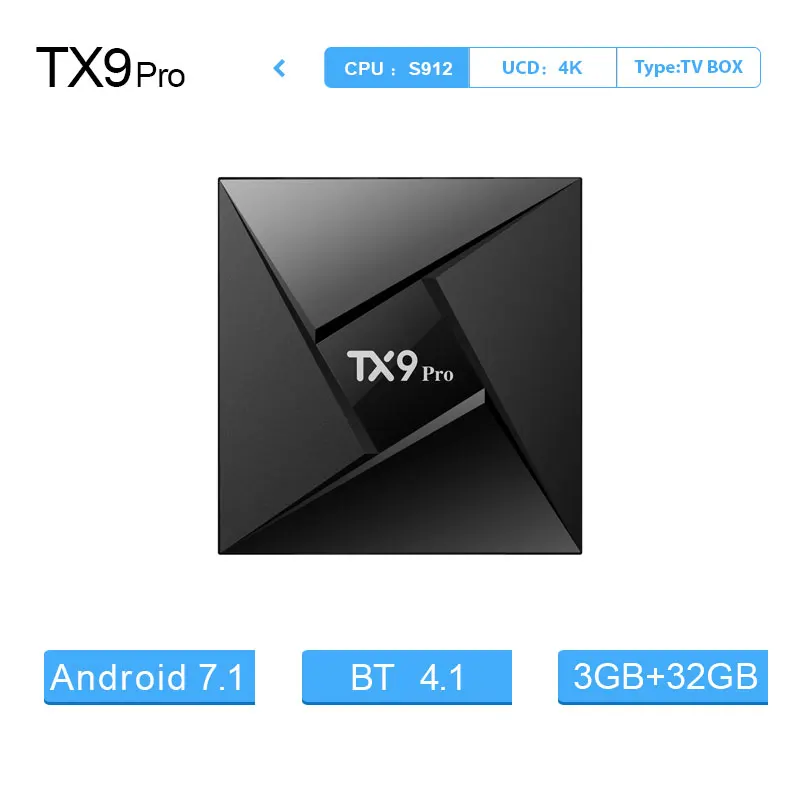 ТВ коробка TX9 Pro Android 7 1 Box Amlogic S912 Восьмиядерный набор CPU топ 3 Гб 32G 4 1000 м LAN Smart PK