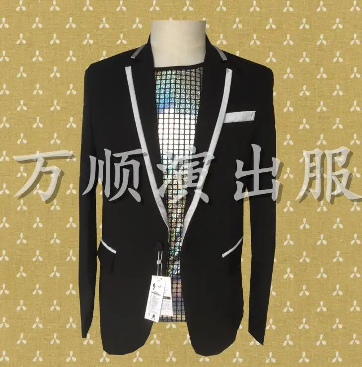 Black clothes men suits designs masculino homme terno stage costumes for singers jacket men blazer dance star style dress punk