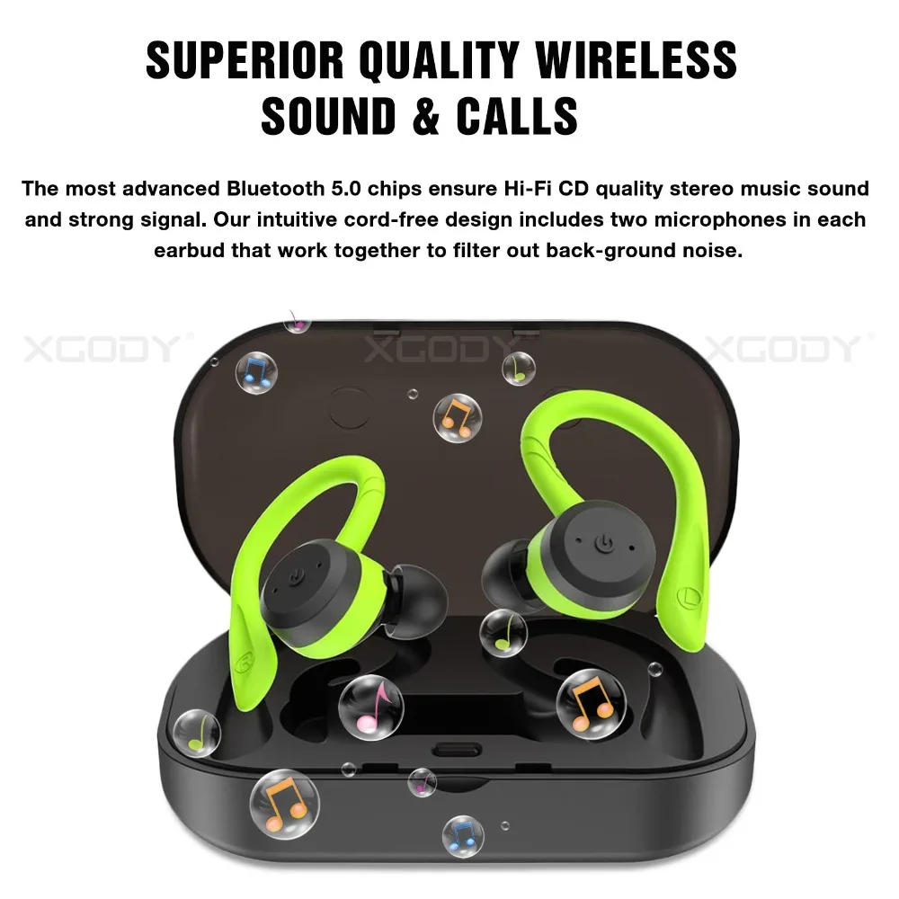 XGODY TWS BE1018 Bluetooth 5,0 Беспроводные наушники с зарядным устройством и активным шумоподавлением водонепроницаемые наушники IPX7