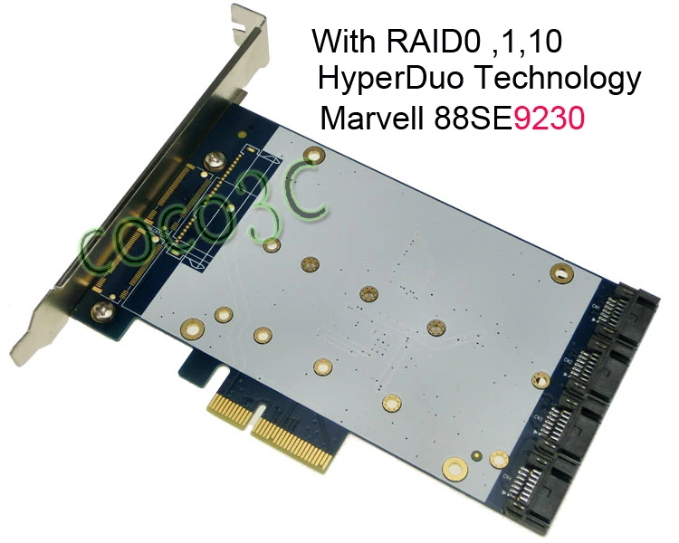 Quad SATA 3.0 Порты и разъёмы PCI-E RAID карты hyperduo 4 6gbps SSD + HDD PCI Express Card встроенный RAID0 RAID1 RAID10
