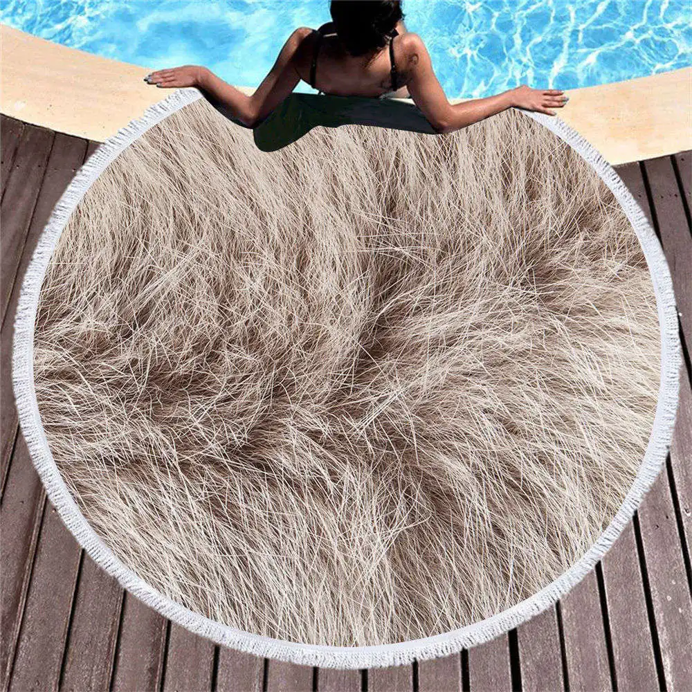 Круглое пляжное полотенце с принтом животного и леопарда мягкое быстросохнущее