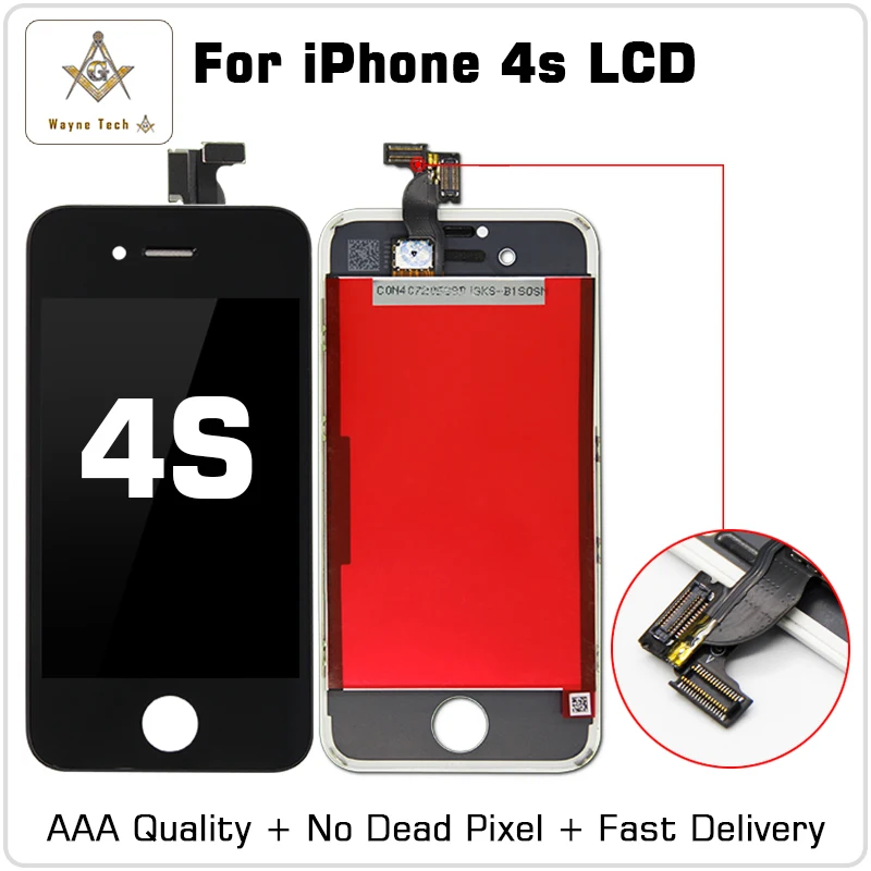 

AAA Quality For iPhone 4S LCD Display LCD Digitizer Touch Screen Assembly No Dead Pixel Free Shipping