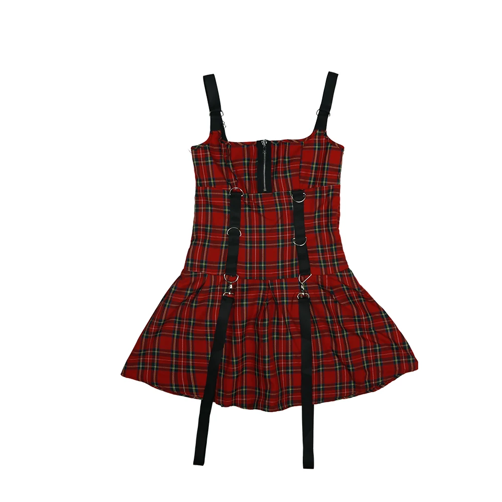 Сексуальное женское Красное Клетчатое облегающее платье комбинация в стиле панк