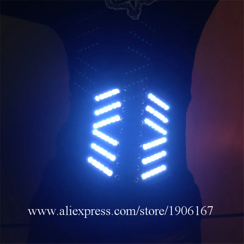 Белый цвет LED Sxey женские костюмы светящийся костюм с поясом одежда для женщин