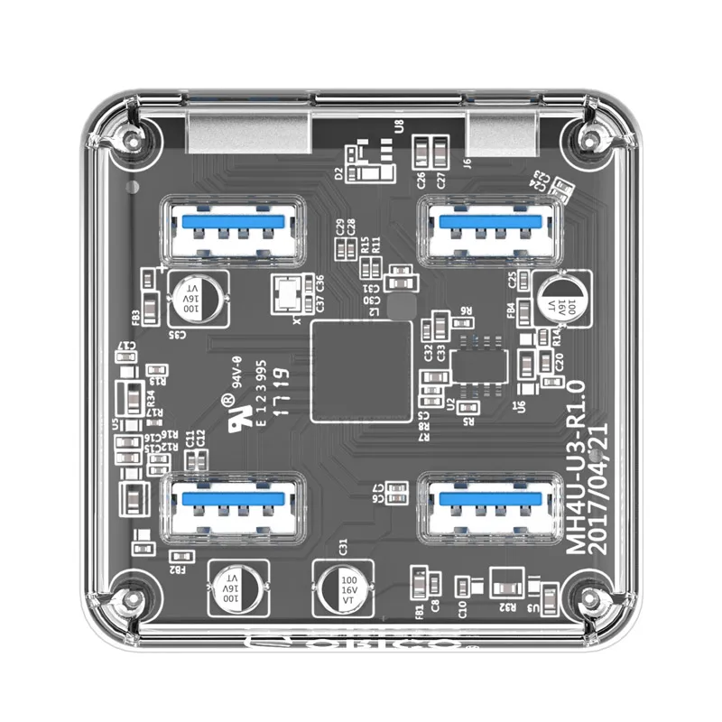 Высокоскоростной 4-портовый прозрачный концентратор ORICO USB3.0 с интерфейсом