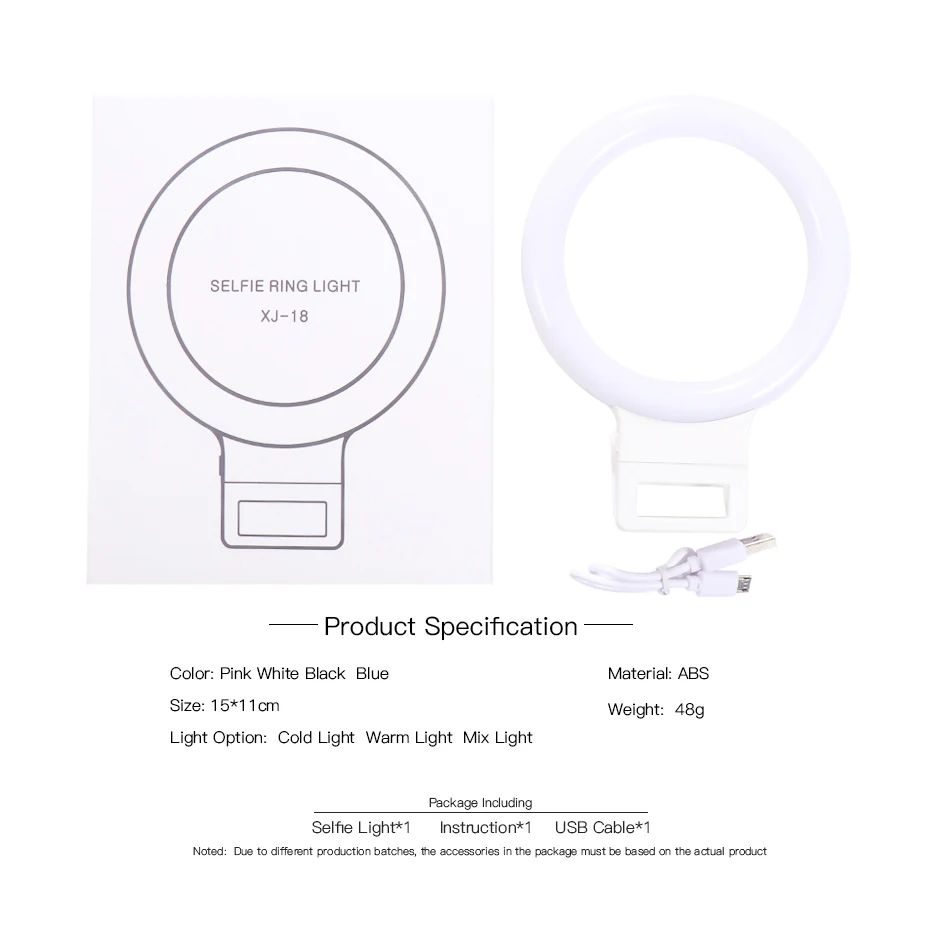 Tycipy Self Night Flash Light Универсальная Портативная кольцевая светящаяся фотокамера для