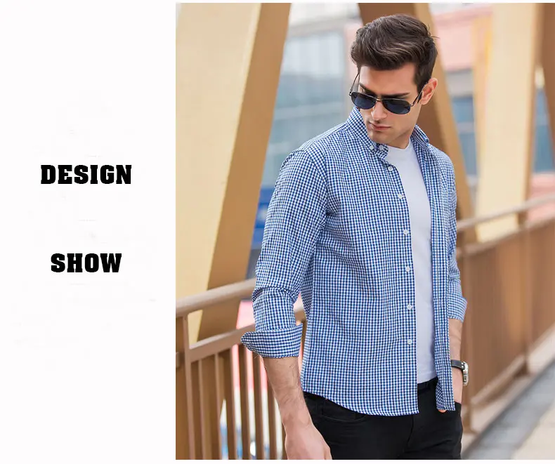 Для мужчин Оксфорд Повседневное рубашки Non-Iron Plaid социальных рубашки с длинным рукавом Для мужчин Рубашка классическая Стиль для Для мужчин