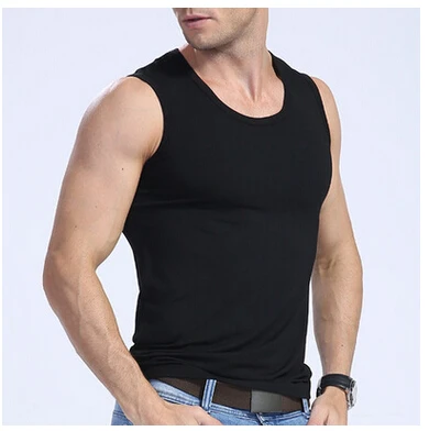 Новинка 2020 летняя мужская майка с широкими плечами без рукавов из модала круглым