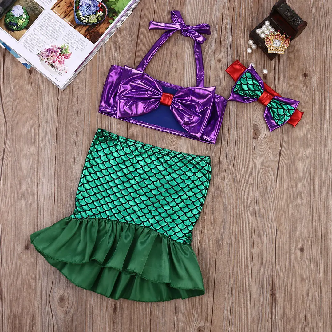 Милая детская одежда для маленьких девочек Купальник бикини топы + юбки одеяло