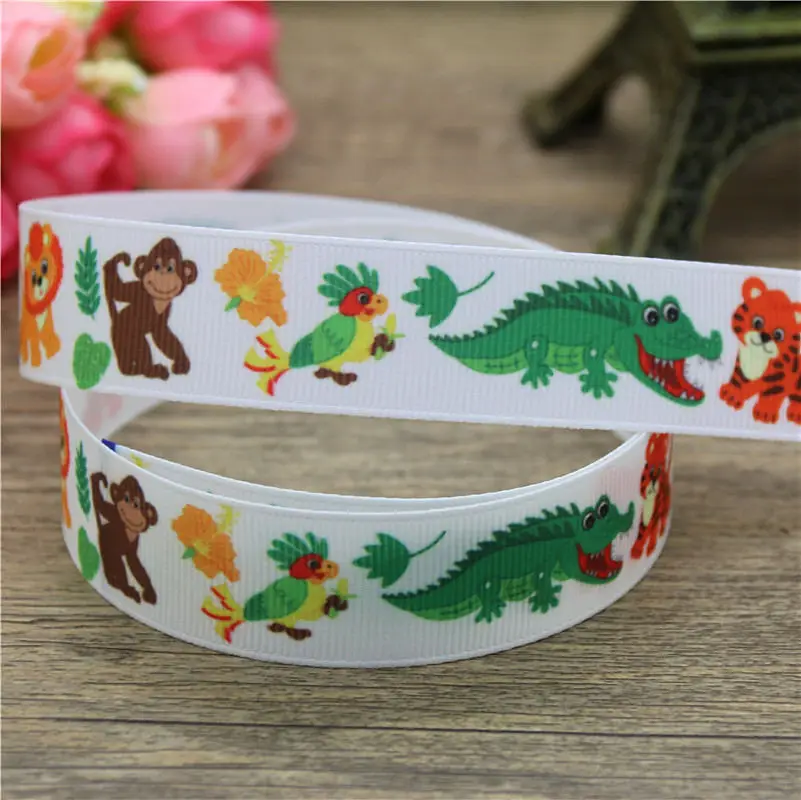 DHK 7/8 'ɵ метров с рисунками животных кота зоопарк напечатан grosgrain ленты