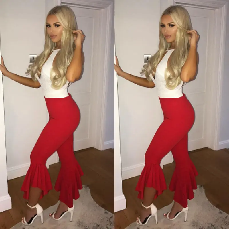 Новые модные женские брюки Капри с высокой талией и оборками повседневные летние