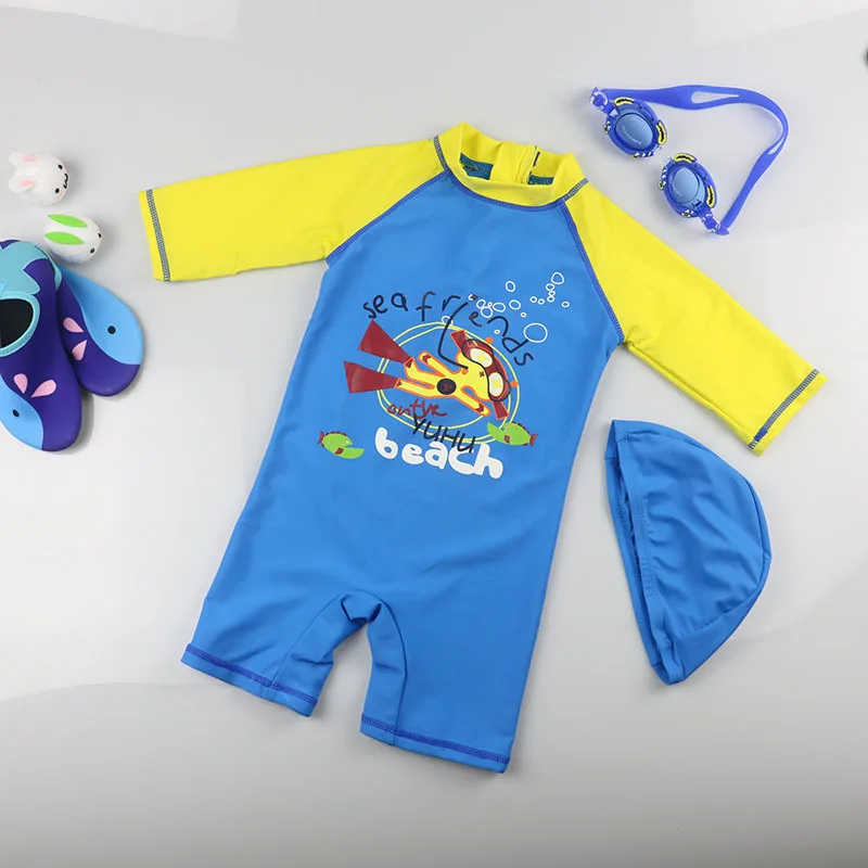 Летний детский плавательный костюм с изображением рыбы цельный купальный