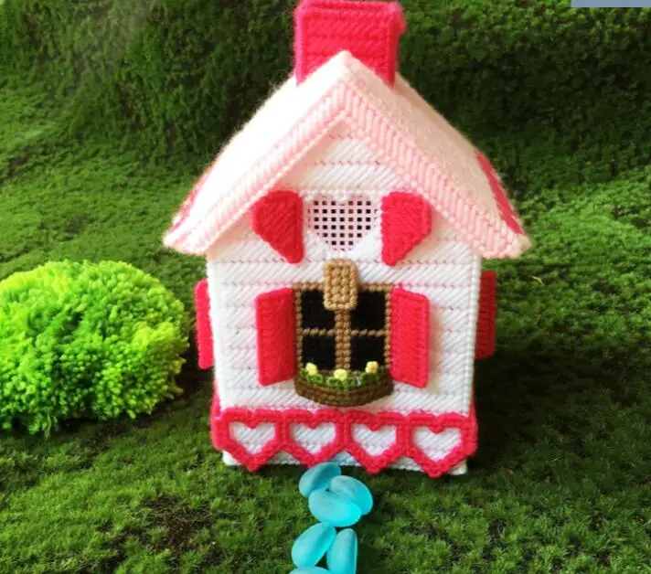 13x13x22cm Love Cabin storage tissue box embroidery kit DIY handmade craft set Crocheting knitting needlework supplies | Дом и сад